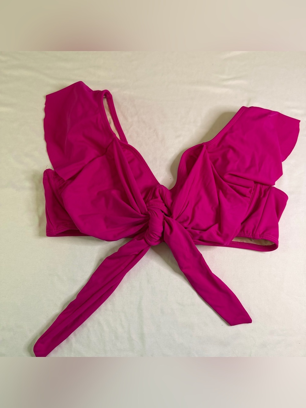 Swimsuits For All Pink Tie Front Bikini Top 16 D/DD Ruffle Sleeve Supportive - Picture 1 of 4